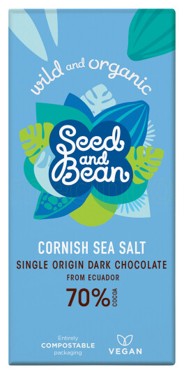 Seed & Bean Sjokolade Mørk 70% Cornish Sea Salt 85g Seed & Bean Sjokolade Mørk 70% Cornish Sea Salt 85g