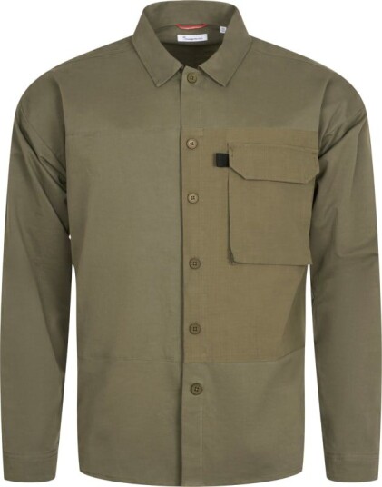 Knowledge Cotton Apparel Men's Outdoor Twill Overshirt With Contrast Fabric S , Burned Olive Knowledge Cotton Apparel Men's Outdoor Twill Overshirt With Contrast Fabric S , Burned Olive