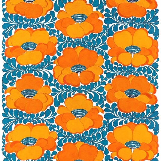 Arvidssons Textil Love stoff Blå-oransje