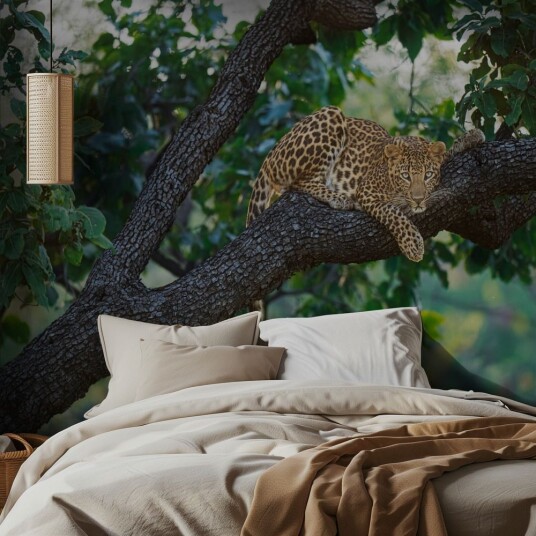 Tapet – Leopard i tre