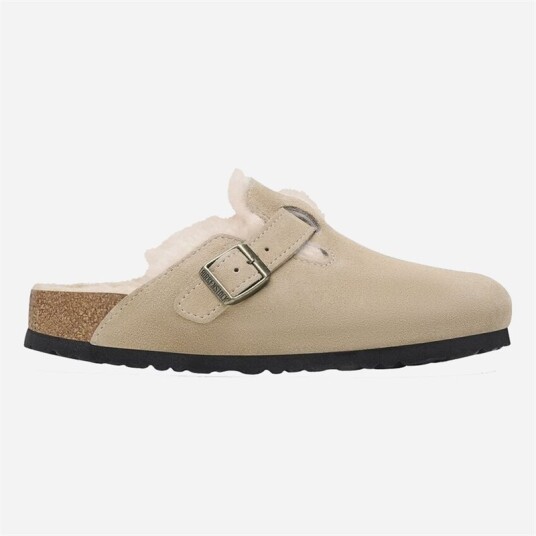 Birkenstock Boston Shearling Suede Leather/Fur Taupe
