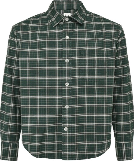 GAP Relaxed Long-Sleeved Oxford Shirt From The Gap Collection - GREEN PLAID - 140/146