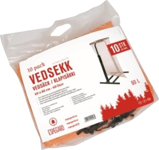 Espegard 60L Vedsekk 10-pack med UV-stabilisert plast