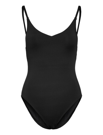 Speedo Solid V Neck Swimsuit   Black   XL