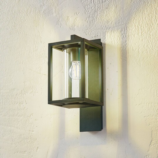 Lucande utendørs vegglampe Ferda, pendel, mørkegrønn, glass Lucande utendørs vegglampe Ferda, pendel, mørkegrønn, glass
