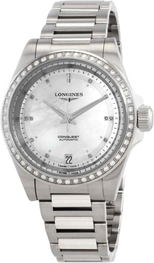 Longines Dameklokke L3.430.0.87.6 Conquest Hvit/Stål Ø34 mm