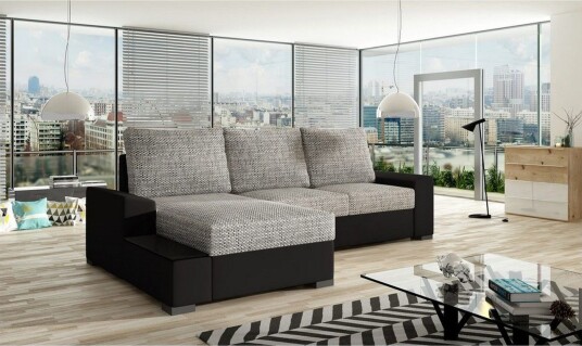 Seksjon Eltap Negro 245x165x90 cm Berlin 01 Soft 11 Grå Svart Venstre