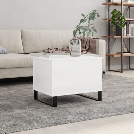 Salongbord høyglans hvit 60x44,5x45 cm konstruert tre 8721012112698