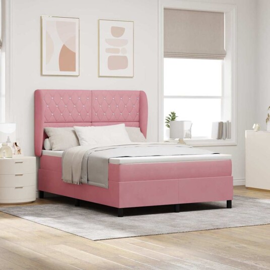 Box Spring Seng med Madrass Rosa 160x200 cm Fløyel