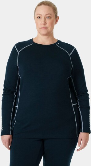 Helly Hansen Lifa® Merino Midweight Crew Plus Undertrøye Dame Marineblå 1x Blå1X