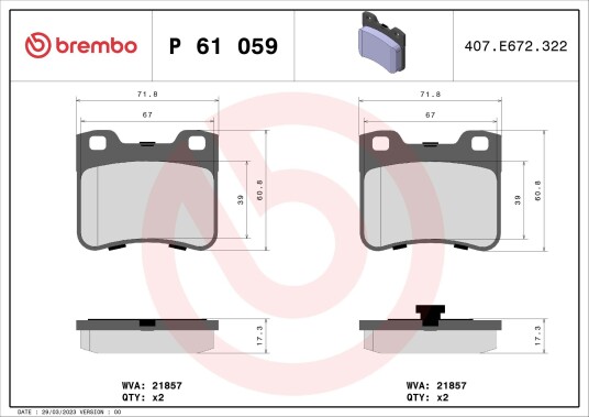 Bremseklosser BREMBO P 61 059