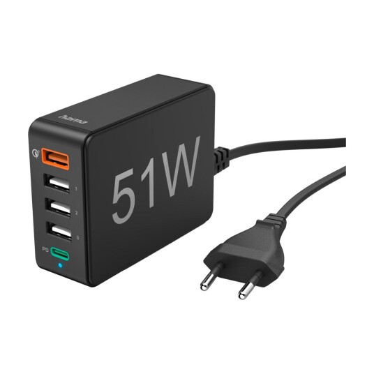 HAMA 5 PORTS HURTIGLADER 51 W SORT HAMA 5 PORTS HURTIGLADER 51 W SORT