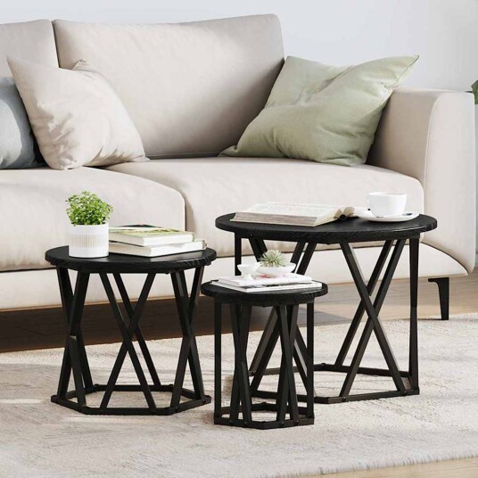 Nesting Sidebord 3 stk Svart Eik Konstruert Tre Nesting Sidebord 3 stk Svart Eik Konstruert Tre