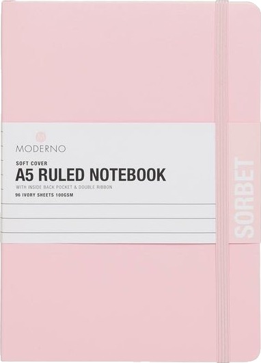 Notatbok Moderno Lyserosa A5 Myk Linjer