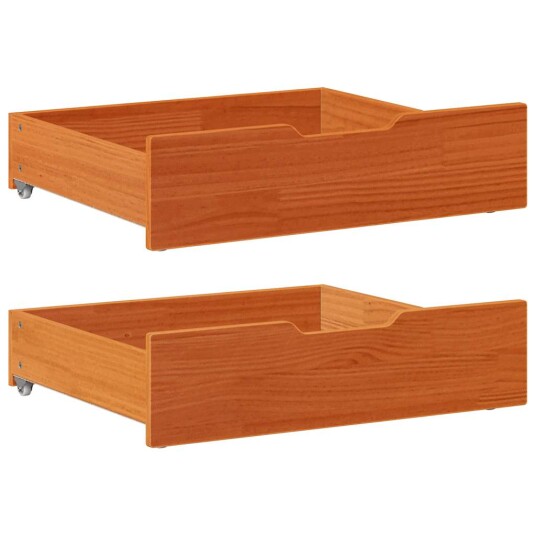  Sengeskuffer 2 stk voksbrun 65x55x16 cm heltre furu 850937