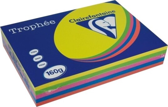 Farvet Papir Trophée A4 160G Ass. Intense Farver 1713 Pakke A 5 X 50 Ark