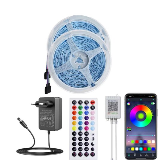Inf LED lyssløyfe med Bluetooth fjernkontroll RGB lyslist 20 meter