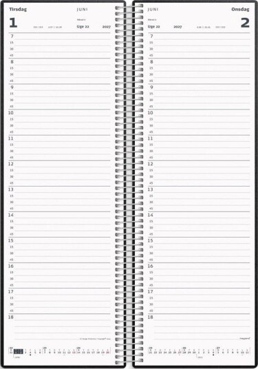 Mayland Spiralnoteringskalender dag sort PP plast 2027