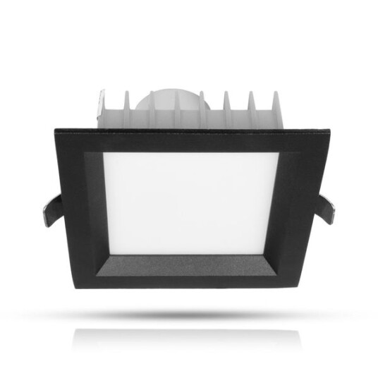 Downlight AGGE Square Flood Antiglare Black   IP44 / CCT / Dimbar 12W / 100 mm