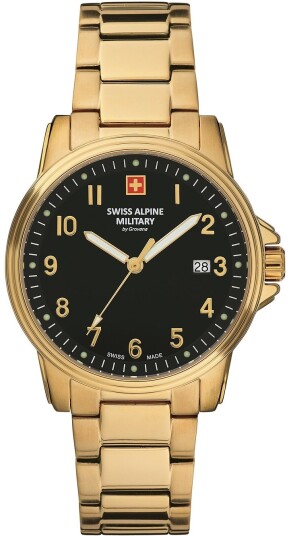 Swiss Alpine Military Herreklokke 7011.1117 Classic Sort/Gulltonet Swiss Alpine Military Herreklokke 7011.1117 Classic Sort/Gulltonet