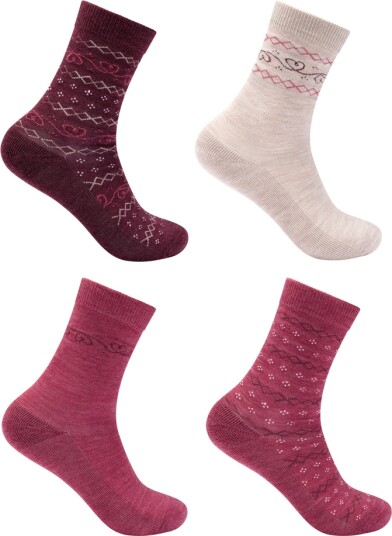 Lun Wool ullsokker rosa/beige 33 38 4 par
