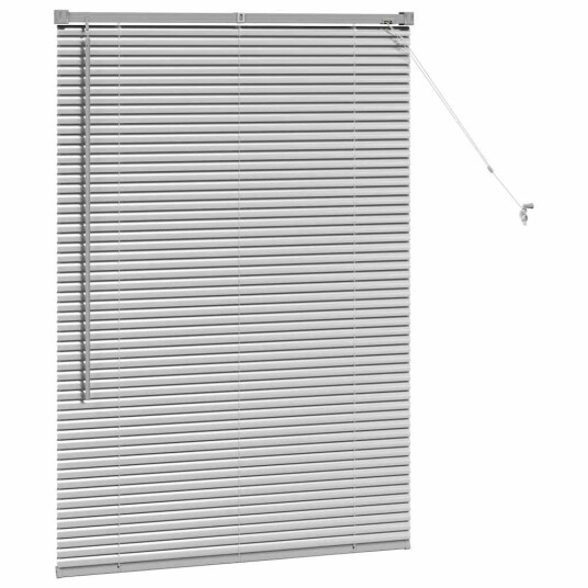 Vindu Persienne med gardiner Manual sølv Aluminium