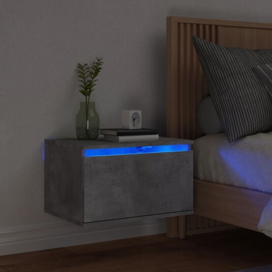  Vegghengt nattbord med LED-lys betonggrå 8721012254169