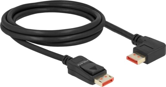 Delock Displayport Kabel Displayport Hann Rett Til Displayport Hann Venstre Vinklet Displayport 1.4 2 M 8 K 60 Hz 7680 X 4320 Støtte Svart