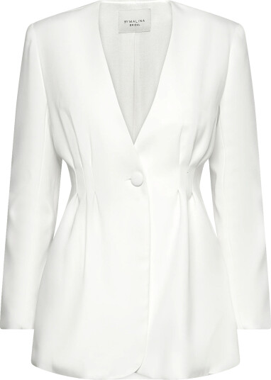 Malina Juno Collarless Suit Blazer Cream L Malina Juno Collarless Suit Blazer Cream L