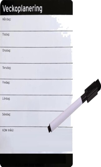 Magnetisk Whiteboard för Veckoplanering . Inkl. Whiteboardpenna m Sudd