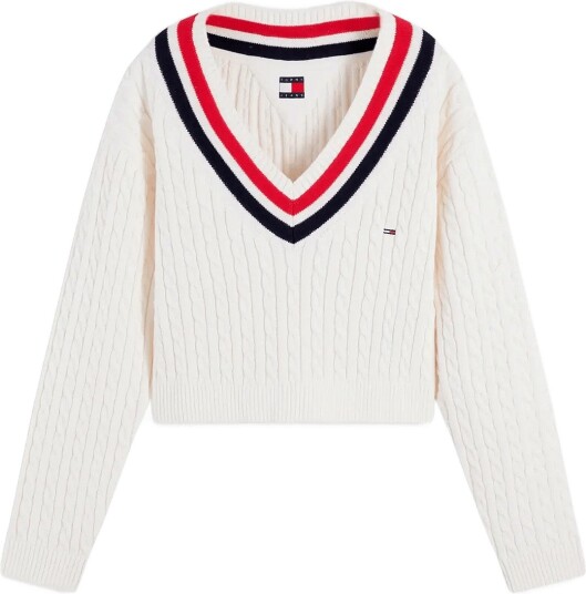 Tommy Jeans Tjw Cable Tipping Sweater Ext White XS
