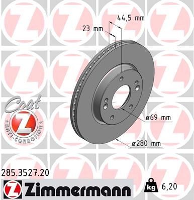 Bremseskive ZIMMERMANN 285.3527.20
