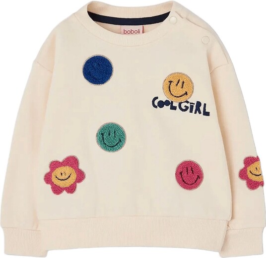 Boboli Fleece Sweatshirt For Girl Bci Cream 86 Boboli Fleece Sweatshirt For Girl Bci Cream 86