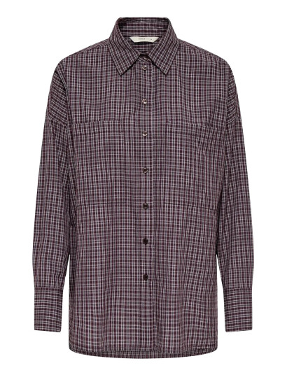 ONLY Onlfenna L/S Oversize Check Shirt Wvn Burgundy M ONLY Onlfenna L/S Oversize Check Shirt Wvn Burgundy M