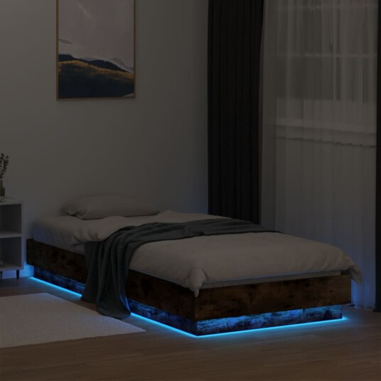 Sengeramme med LED-lys røkt eik 90x200 cm 8721012285682