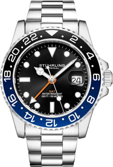 Stührling Original Herreklokke 3965.1 Aquadiver Sort/Stål Ø42 mm Stührling Original Herreklokke 3965.1 Aquadiver Sort/Stål Ø42 mm