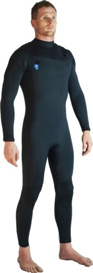Lunasurf Mens 4.3mm Slant Zip Black Wetsuit (Herre M-Long)