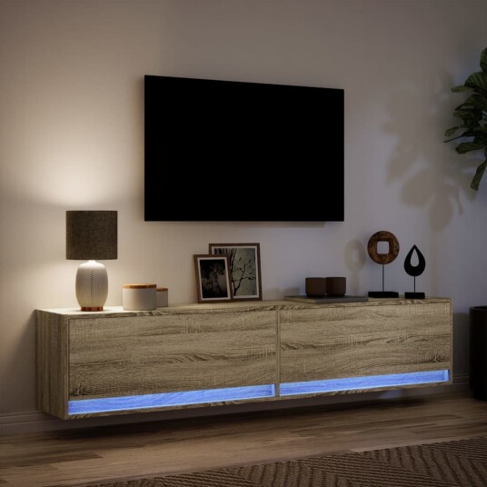 Vegghengt TV-benk med LED sonoma eik 180x31x38 cm Vegghengt TV-benk med LED sonoma eik 180x31x38 cm