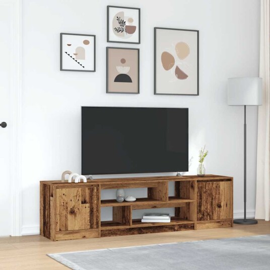 TV benk gammelt tre 188,5x41x50 cm konstruert tre TV benk gammelt tre 188,5x41x50 cm konstruert tre