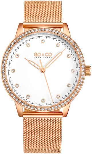 So & Co New York Dameklokke 5514.3 Madison Hvit/Rose gulltonet