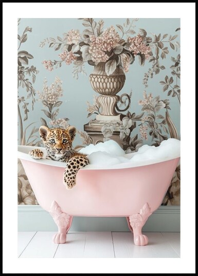Leopard’s Pink Bubble Bath Poster Plakat / 21x30cm Leopard’s Pink Bubble Bath Poster Plakat / 21x30cm