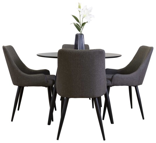 Venture Design Plaza & Plaza spisegruppe Svart/grå 4 st stoler & bord 100 cm