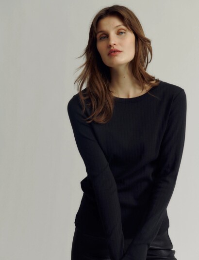 Rosemunde Rwbelmo Pointelle Ls T Shirt Black L