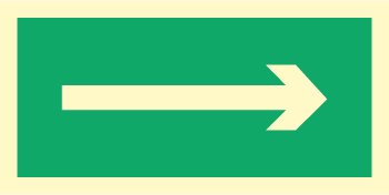 Jo Safety Arrow Photoluminescent Rigid Plast PR MR 150 x 300 mm IMO direction exit sign 100124PRMR
