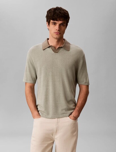 Calvin Klein Ss Linen Blnd Johnny Swtr 12Gg Khaki green XXL Calvin Klein Ss Linen Blnd Johnny Swtr 12Gg Khaki green XXL