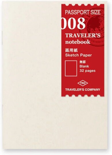 Traveler'S Company 008. Sketch Paper Notebook Refill Passport Size