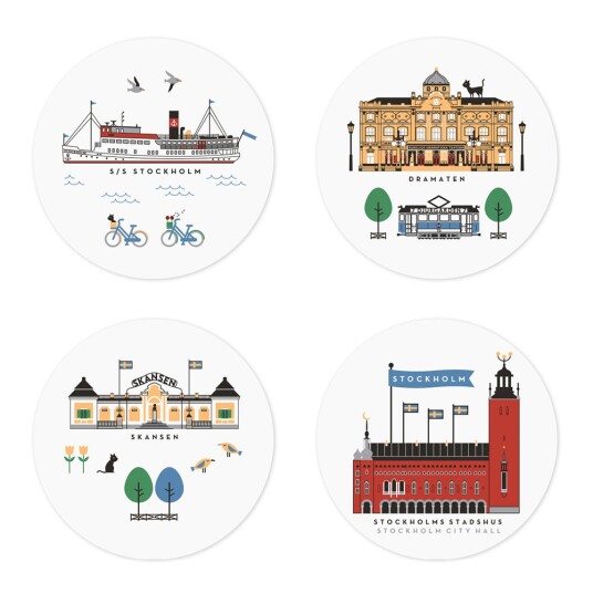 CitronelleStockholm City glassbrikker 9 cm 4 stk multi