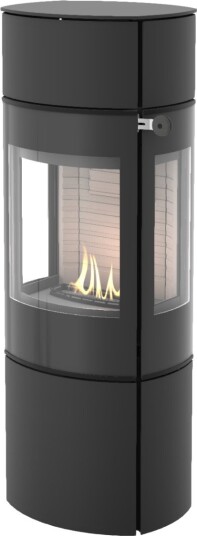 Caro 130 svart frittstående biopeis med sideglass og glassdør Caro 130 svart frittstående biopeis med sideglass og glassdør