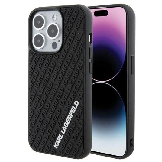 Karl Lagerfeld Hardcase 3D Rubber Multi Logo til iPhone 15 Pro 6.1" - Svart