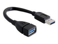 Delock USB Type-A Forlengelseskabel 0,15 m - Høyhastighets USB 3.0 Svart